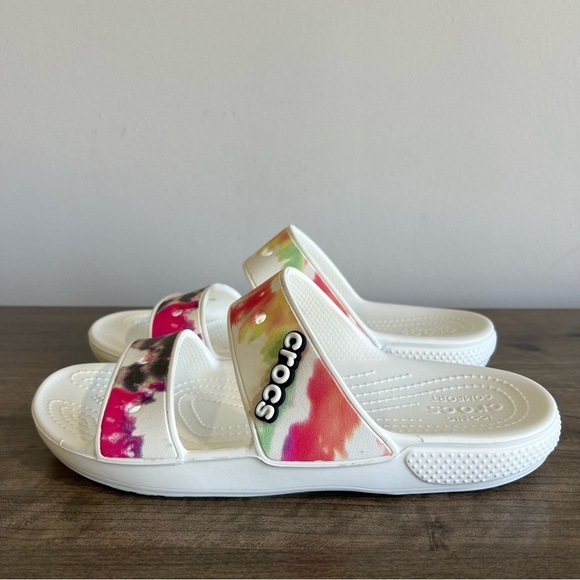 Crocs NEW Unisex White Classic Tie Dye 2 Strap Sandal Size 9 or 7 #B1805 main image 5